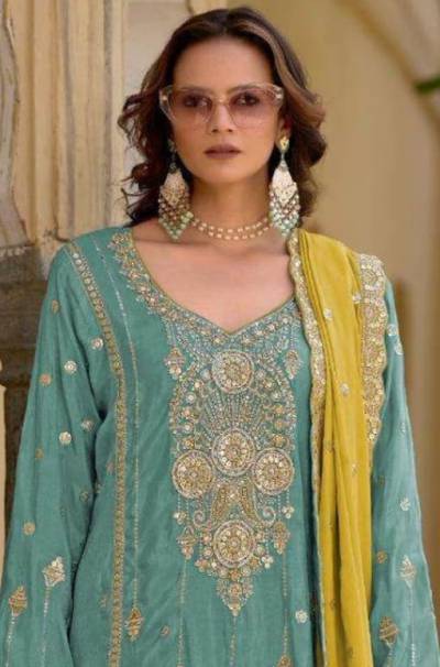 DN 1311 BY TAWAKKAL DESINGER SILK SALWAR SUIT WHOLESALER IN INDIA